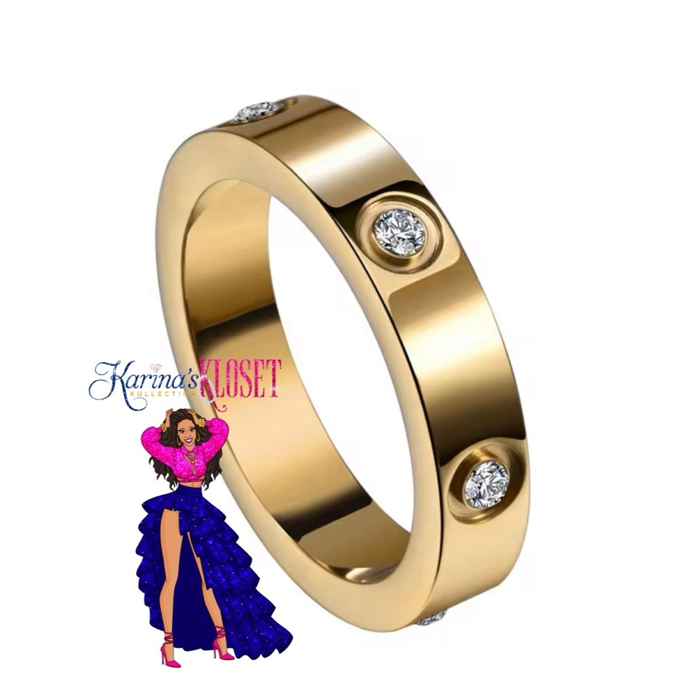 Love Ring, Gold Filled with Crystals Classic Model Eternity Band Ring